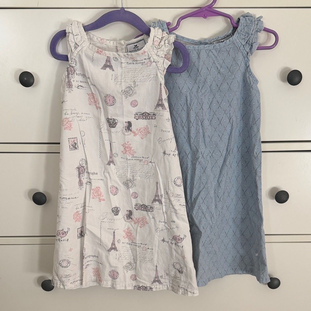 Petite Plume Paris Print and Blue Golf Nightgown Set